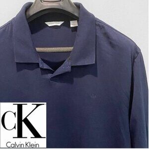 Calvin Klein Men's Deep Blue Polo Shirt Long sleeve Size Xlarge